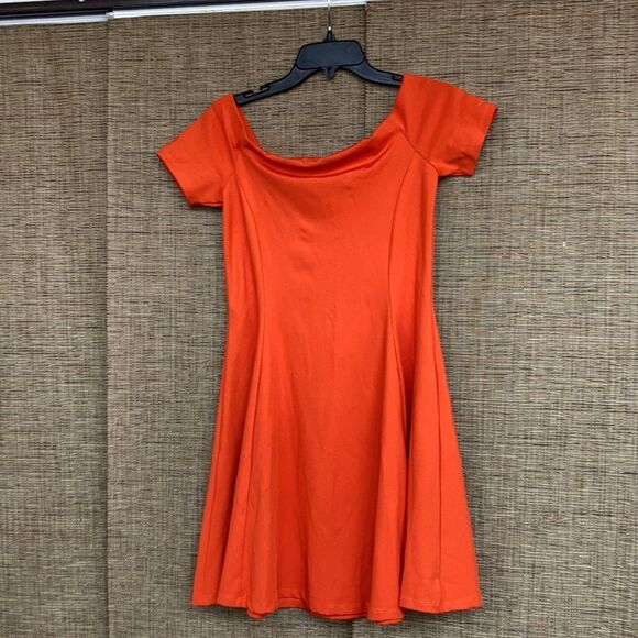 Zara orange open shoulders dress - Picture 4 of 5
